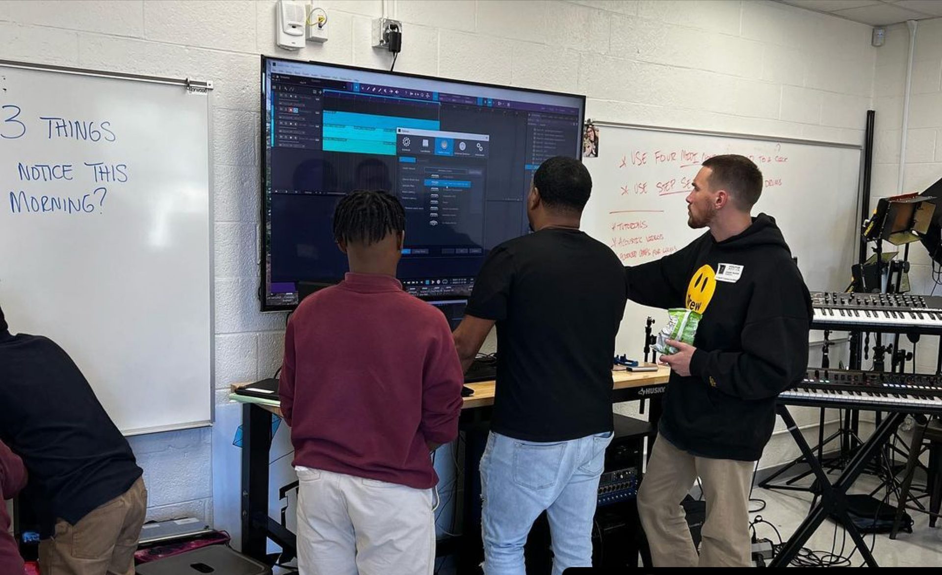 Walking students through a session on the big screen